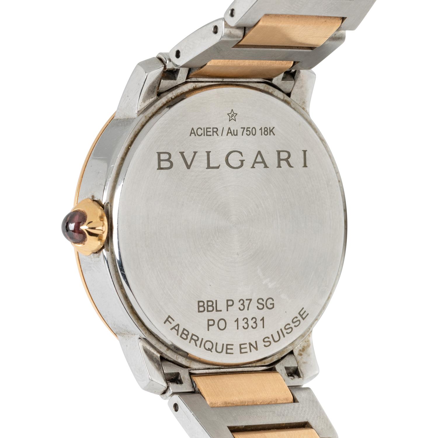 BULGARI, REF. BBL P 37 SG STAINLESS STEEL AND 18K ROSE GOLD WATCH