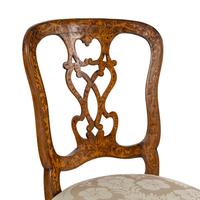 A Pair of Dutch Rococo Marquetry and Walnut Side Chairs