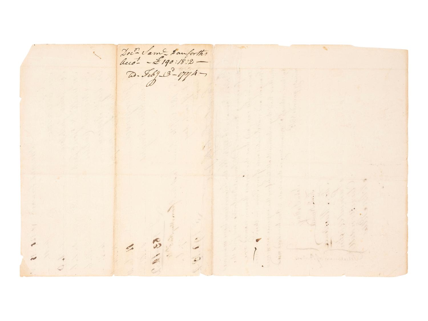 [COLONIAL]. Document signed by the "Selectmen of Boston," 26 January 1774.
