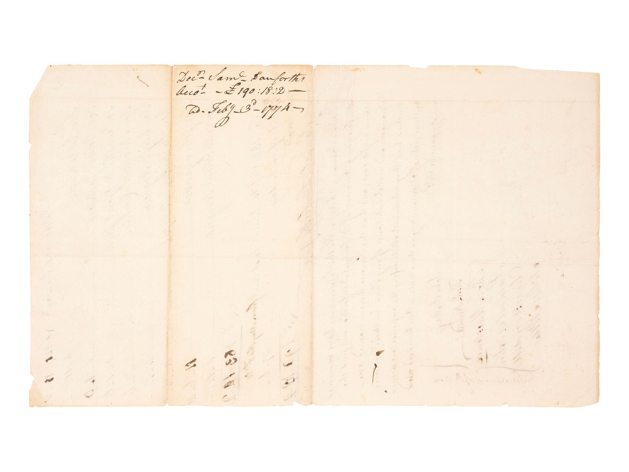 [COLONIAL]. Document signed by the "Selectmen of Boston," 26 January 1774.