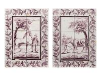A Pair of Delftware Tile Plaques