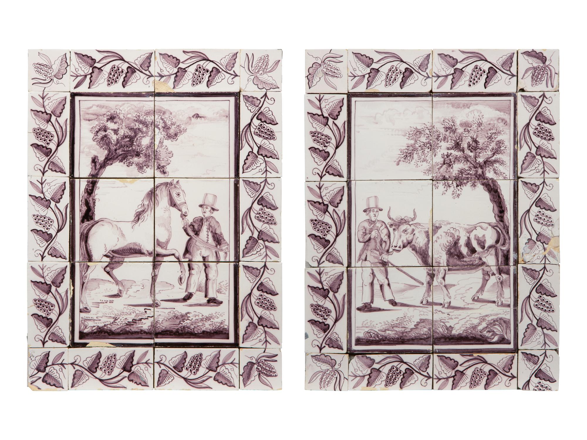 A Pair of Delftware Tile Plaques