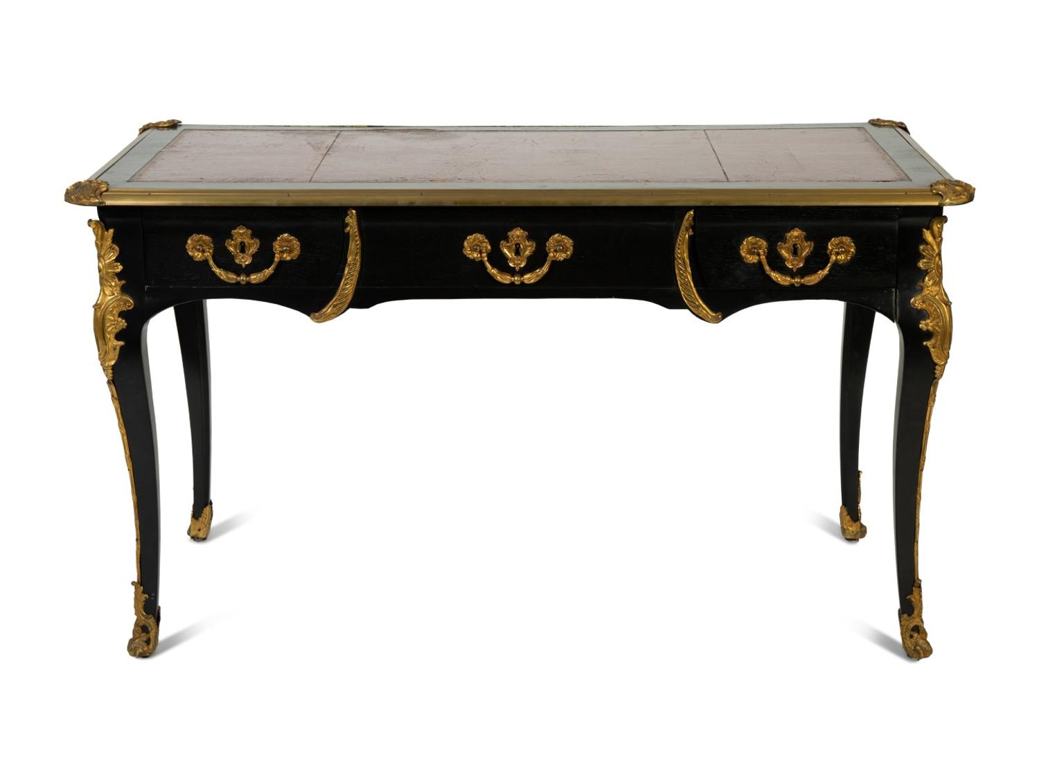A Regence Style Gilt Bronze Mounted Ebonized Bureau Plat — LATE 19TH CENTURY