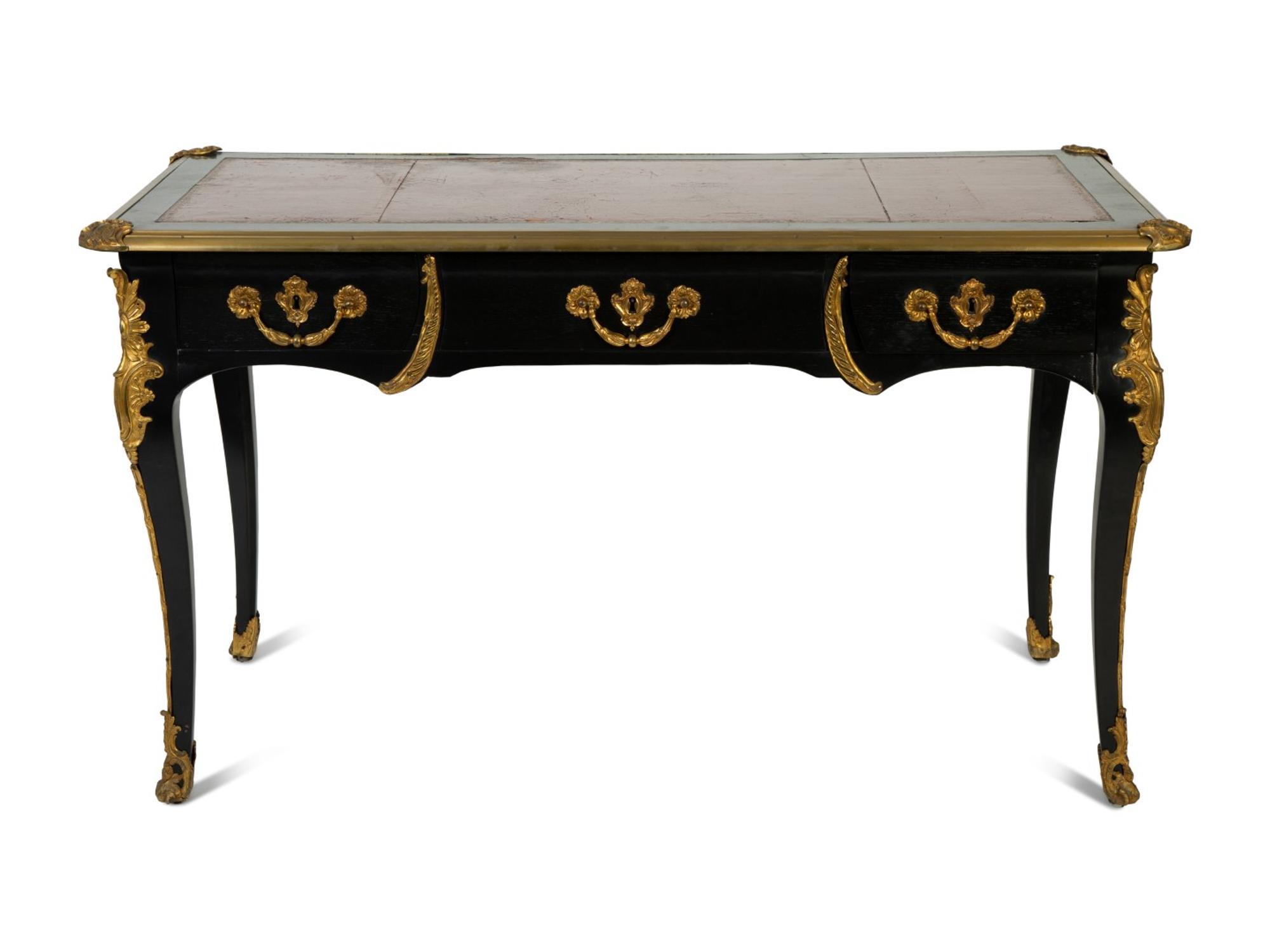 A Regence Style Gilt Bronze Mounted Ebonized Bureau Plat — LATE 19TH CENTURY
