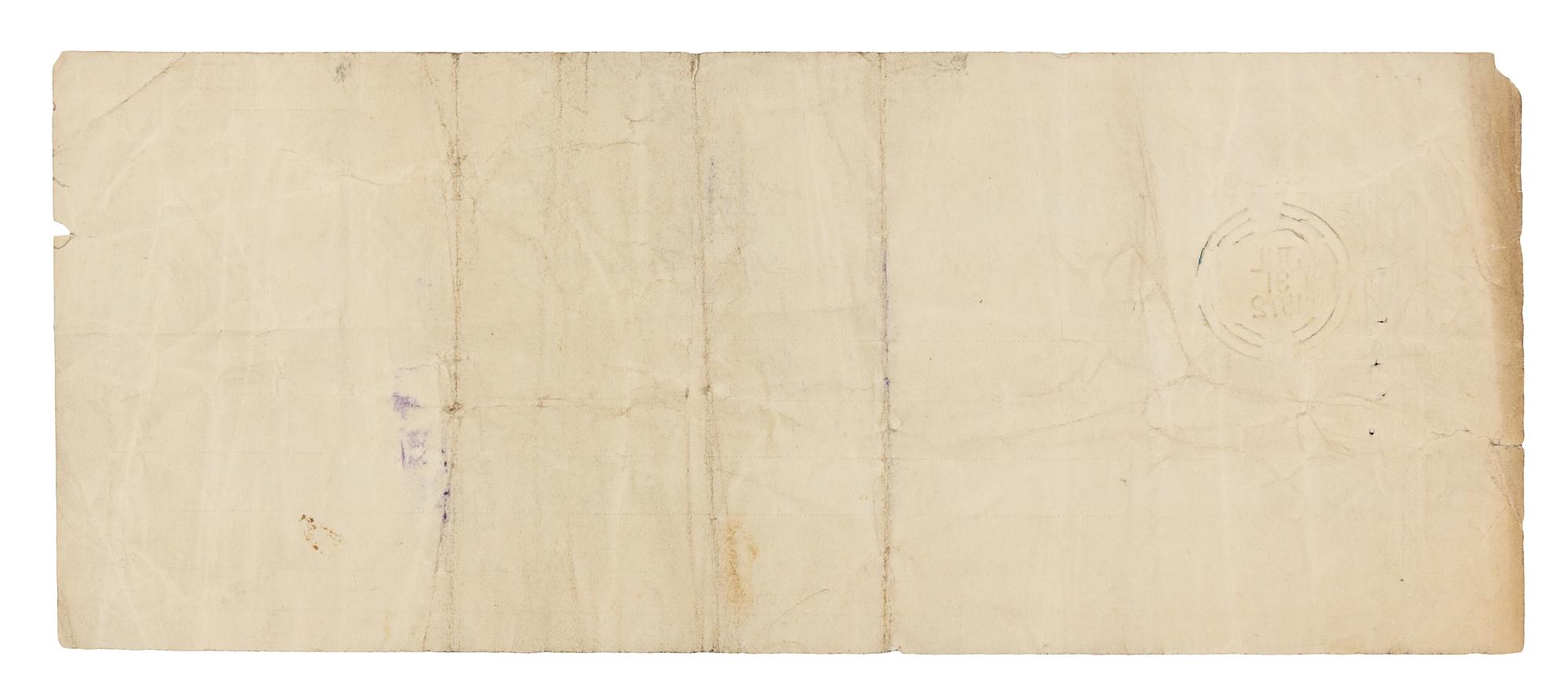 YOUNG, Brigham (1801-1877). Printed check signed ("Brigham Young"), and counter-signed by George Swan, Salt Lake City, Nevada, 31 July