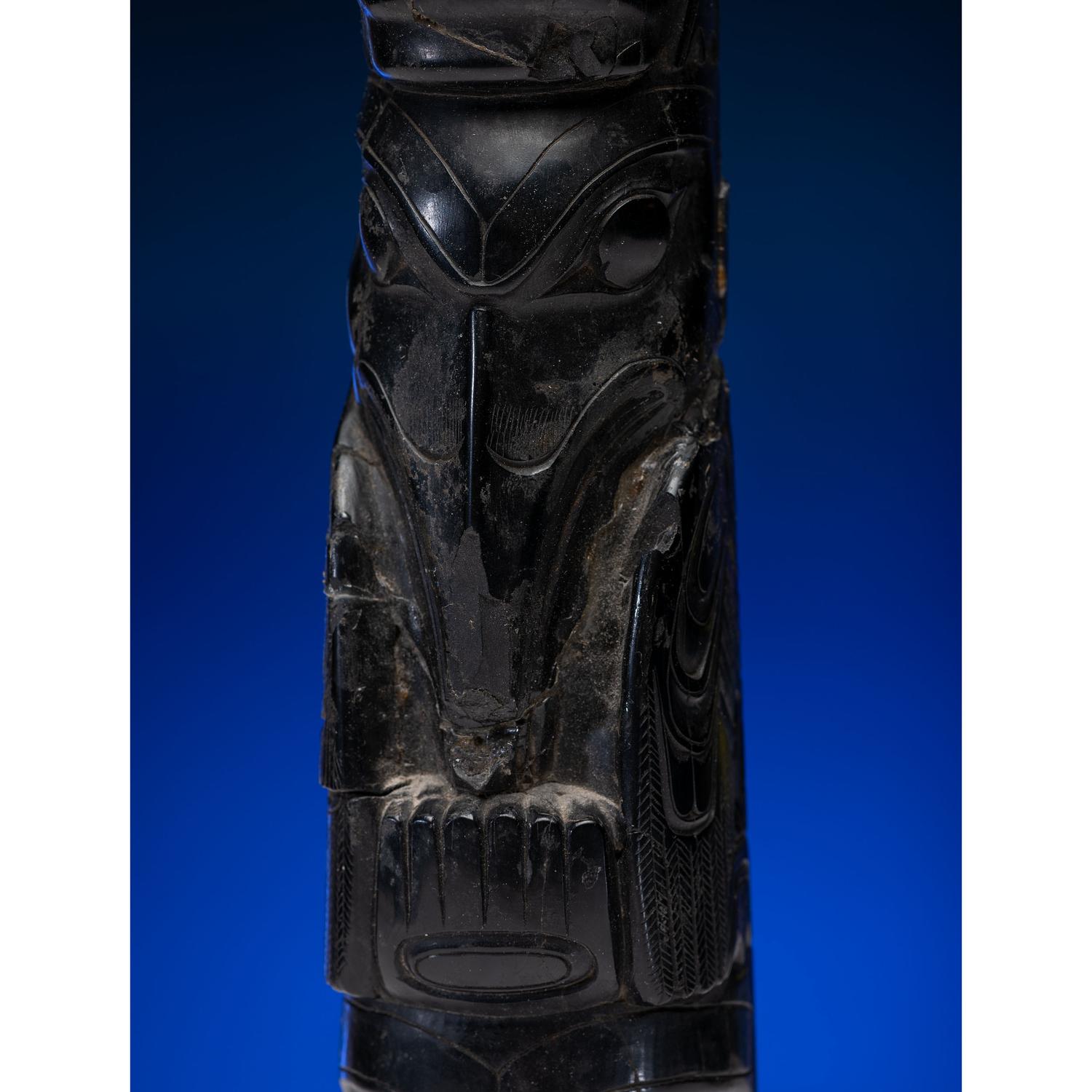 Haida Carved Argillite Model Totem Pole