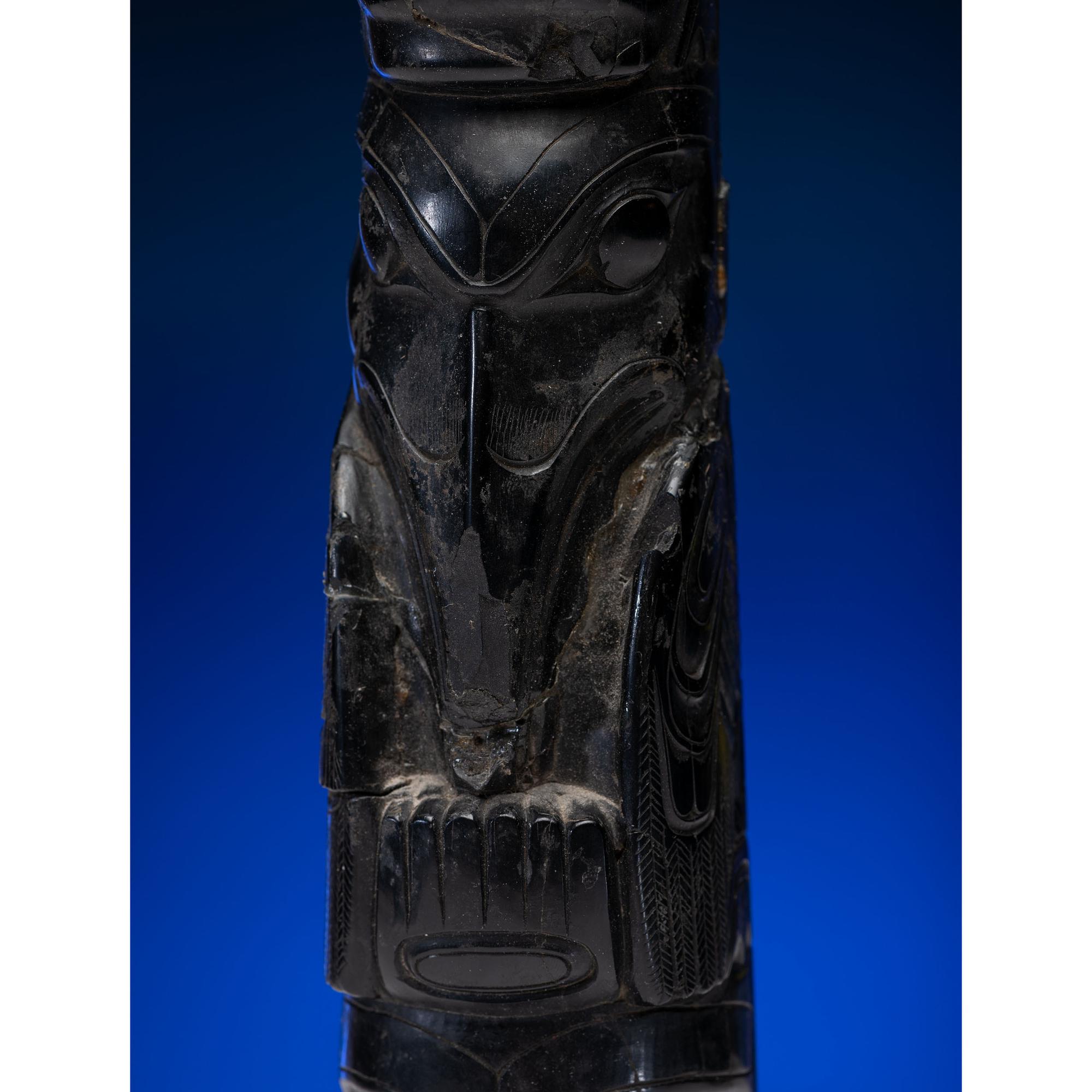 Haida Carved Argillite Model Totem Pole