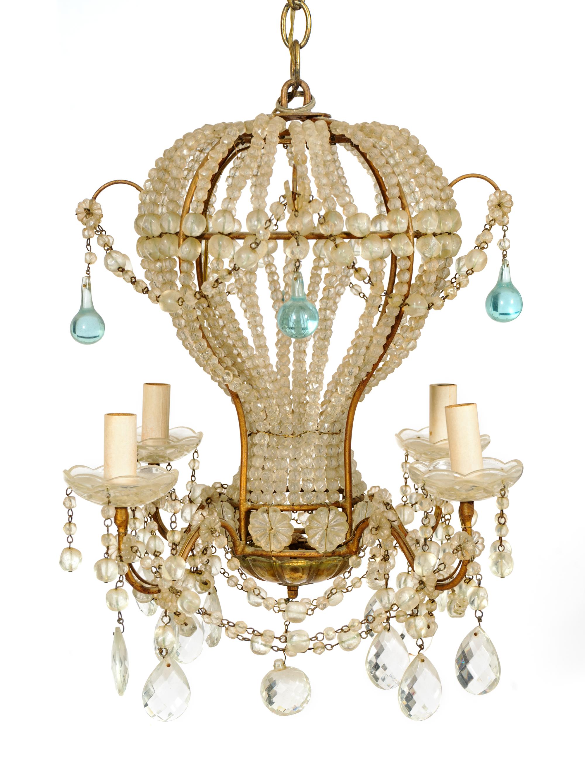 A Continental Beaded Montgolfiere Chandelier