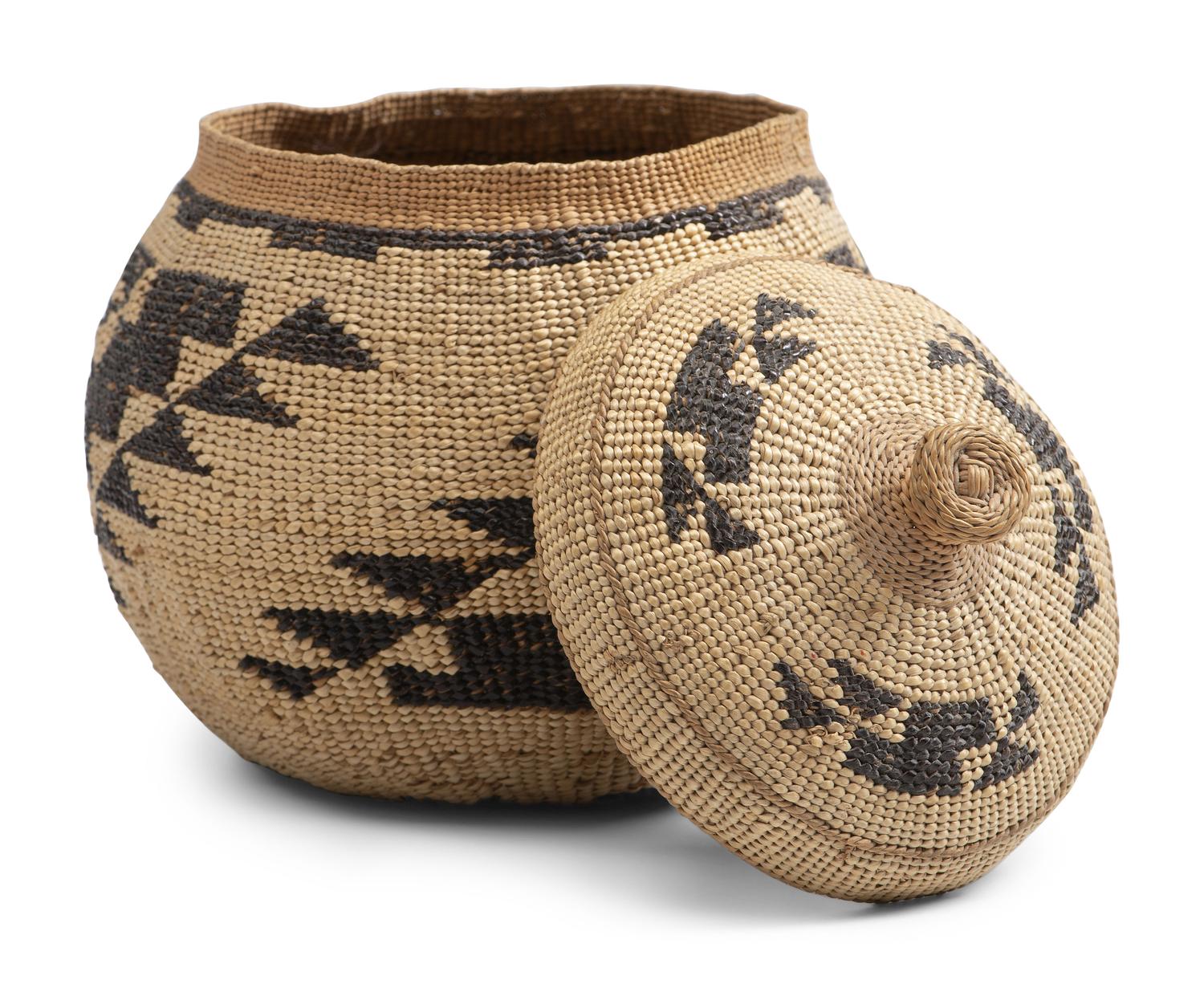 Northern California Basketry Hat and Lidded Container