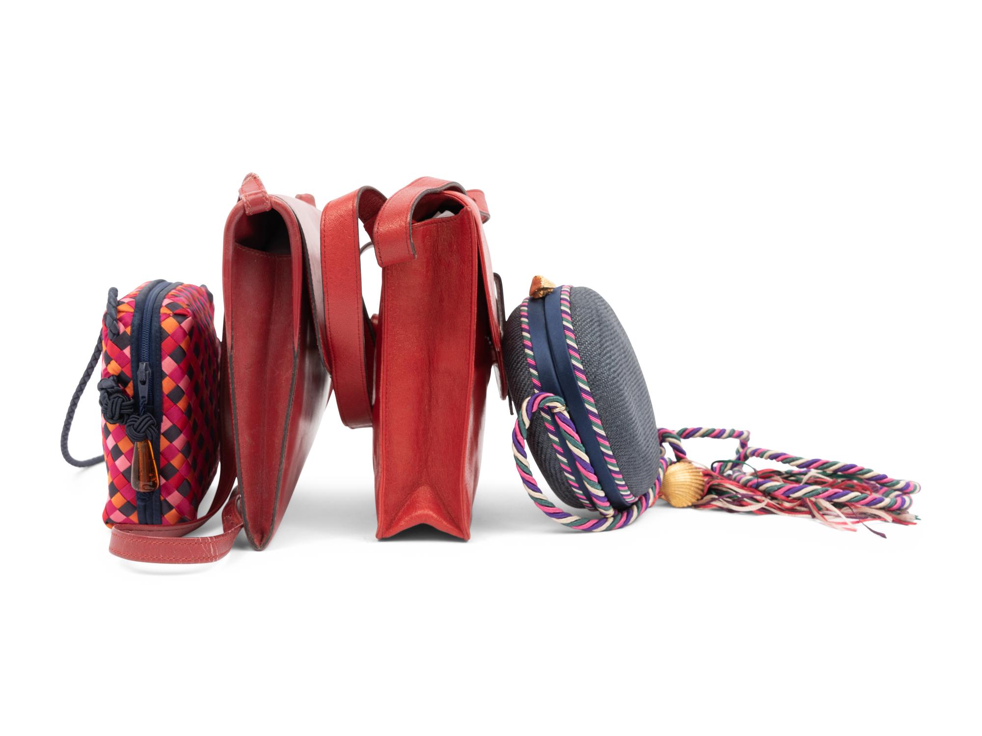 Four Designer Shoulder Bags: One Hermès, One Yves Saint Laurent, and Two Bottega Veneta, 1980-90s