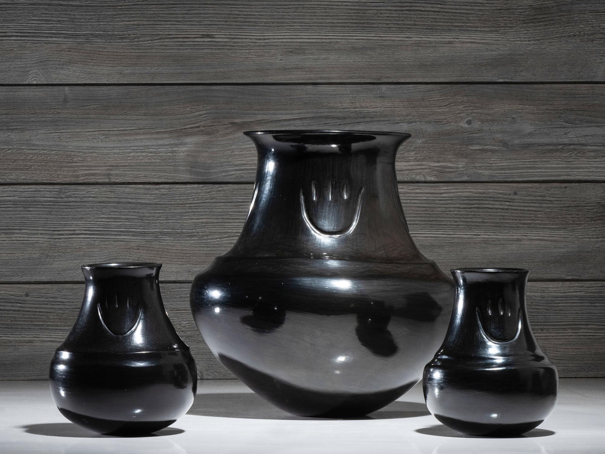 Blackware Pottery, with Bear Paws