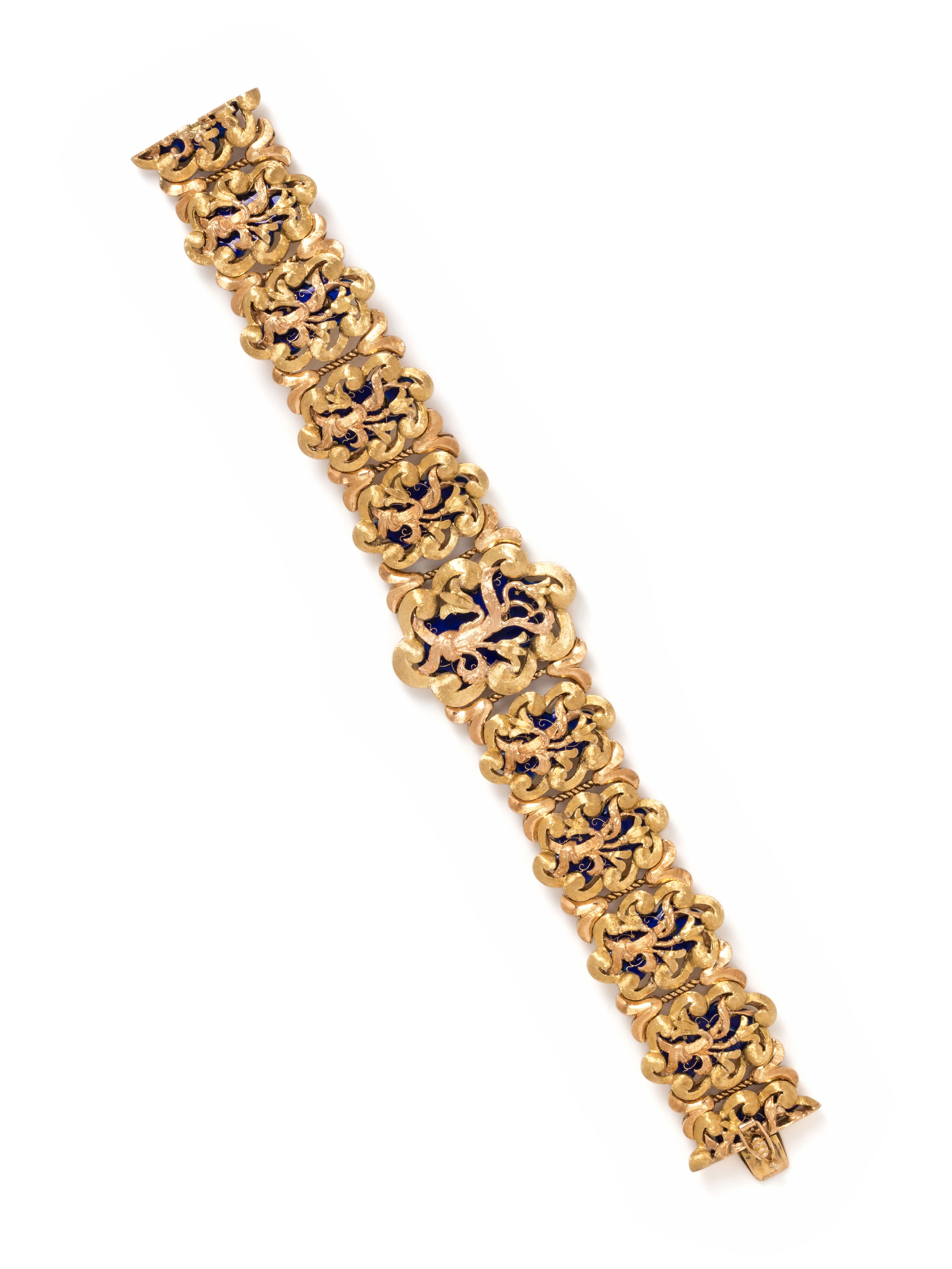 BICOLOR GOLD AND ENAMEL BRACELET