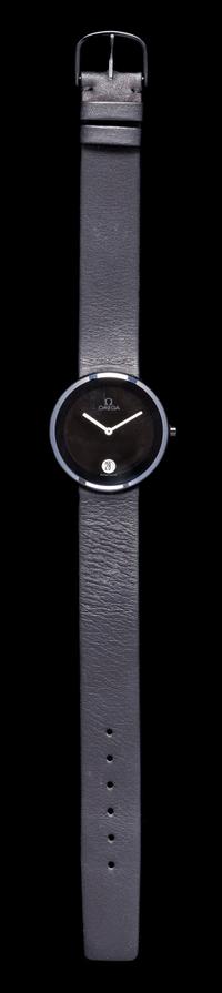 A Black Ceramic and Stainless Steel Art Collection Wristwatch, Fritz Glarner for Omega, Circa 1987,