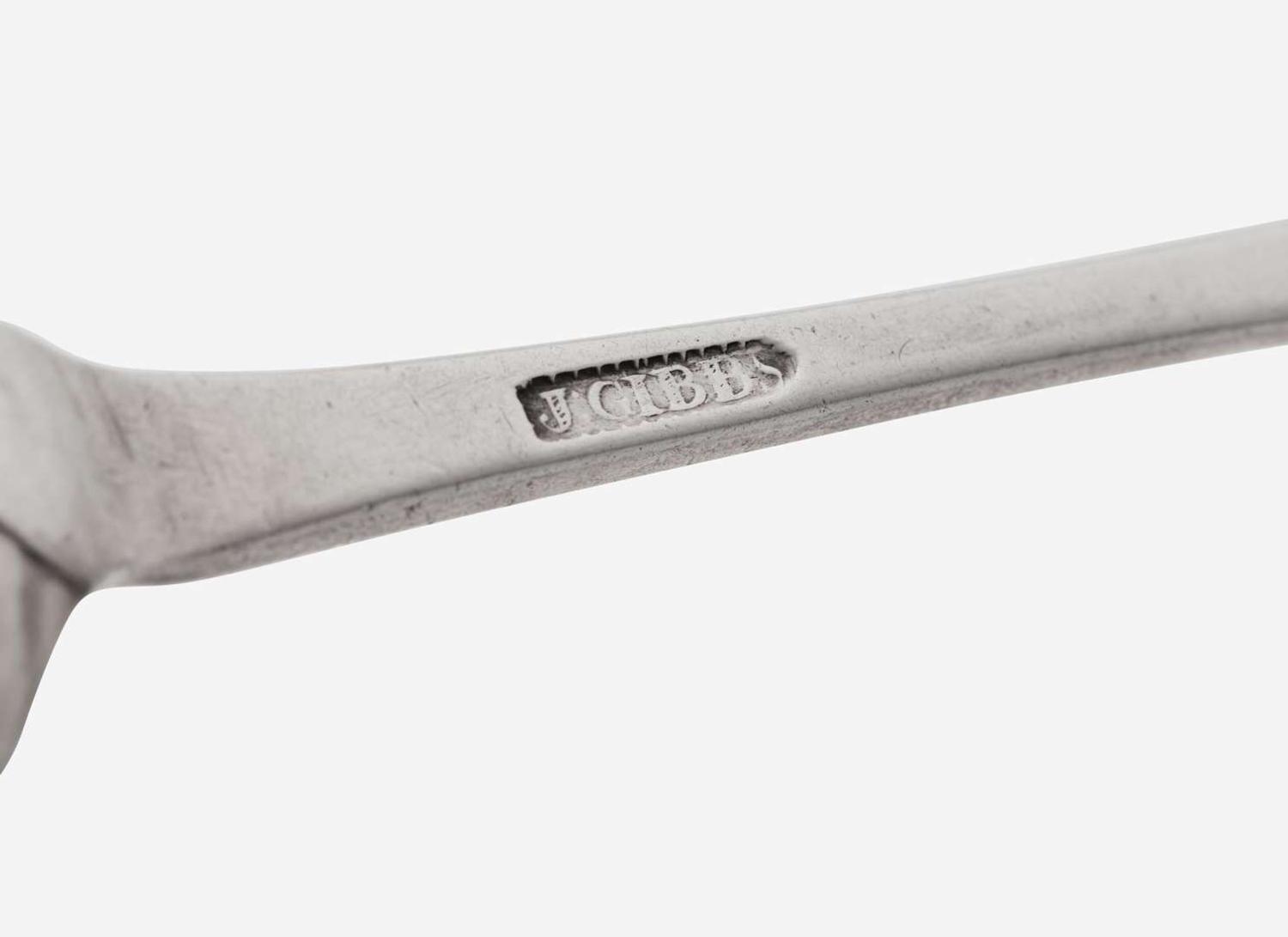 A group of ten silver tablespoons, John Gladding Gibbs (1751-1797) and Saunders Pitman (1734-1804), Providence, RI, circa 1780-1790