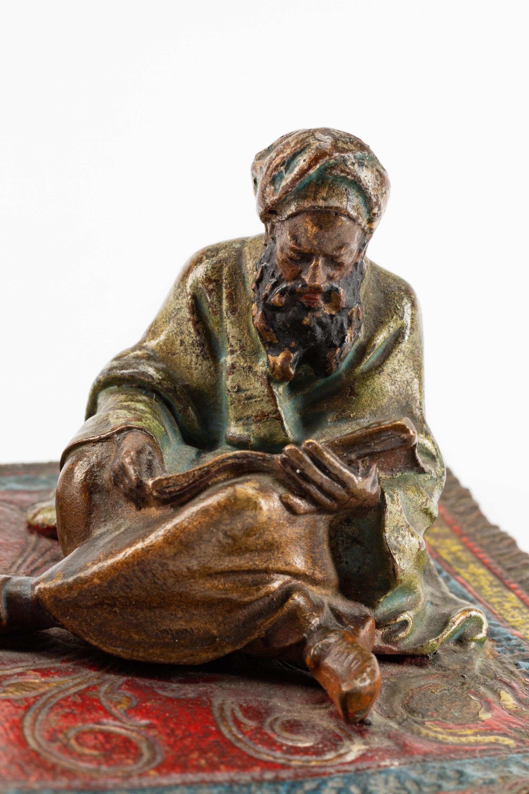 An Austrian Cold-Painted Bronze Figure of a Man Reading the Koran — EARLY 20TH CENTURY