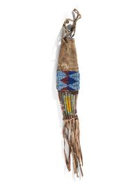 Sioux Beaded Buffalo Hide Pouch, Collected by Parker Barrows Wickham, a Purchaser of Sitting Bull's Cabin