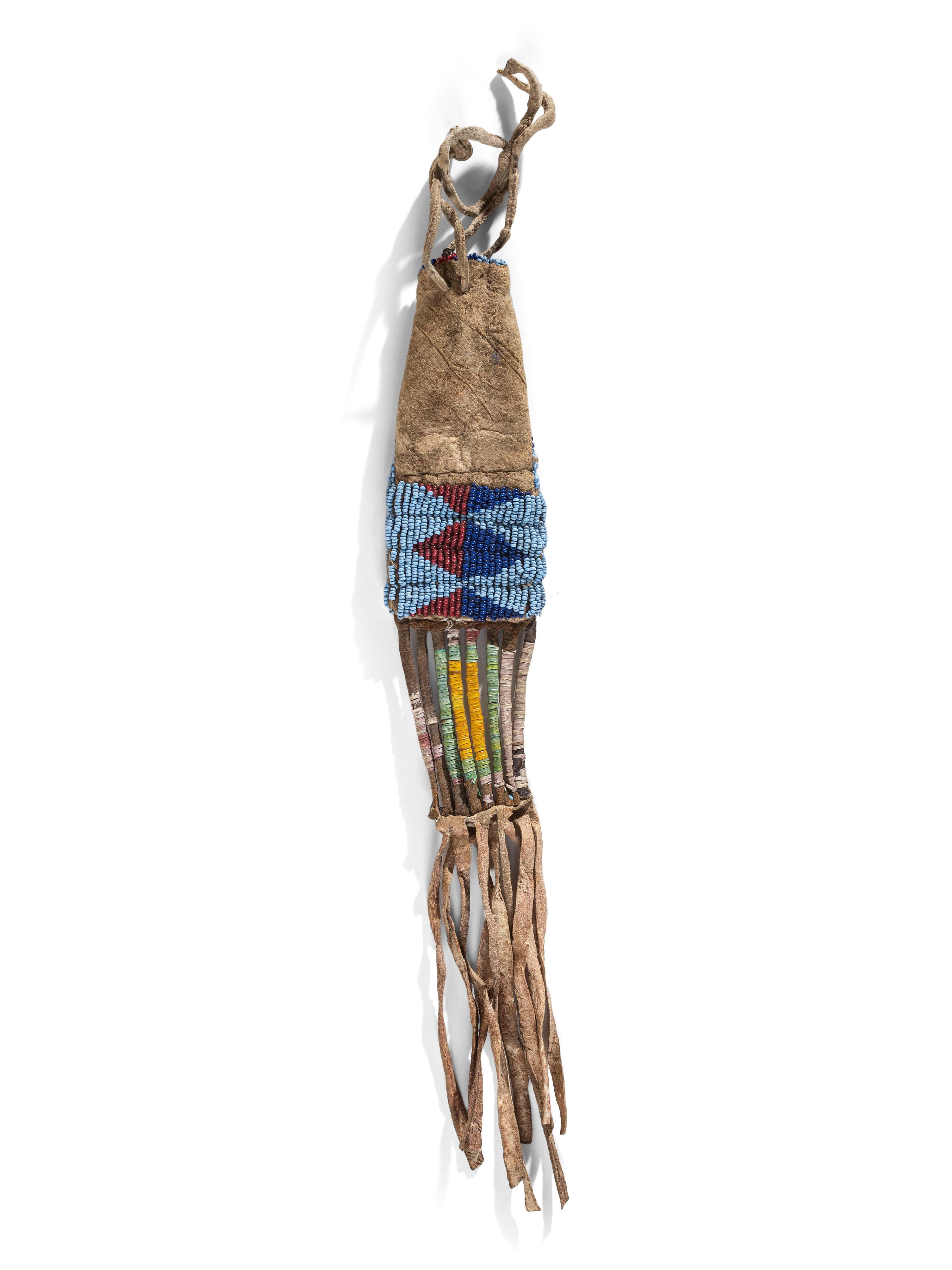 Sioux Beaded Buffalo Hide Pouch, Collected by Parker Barrows Wickham, a Purchaser of Sitting Bull's Cabin