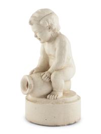 A White-Glazed Terra Cotta Fountain Figure