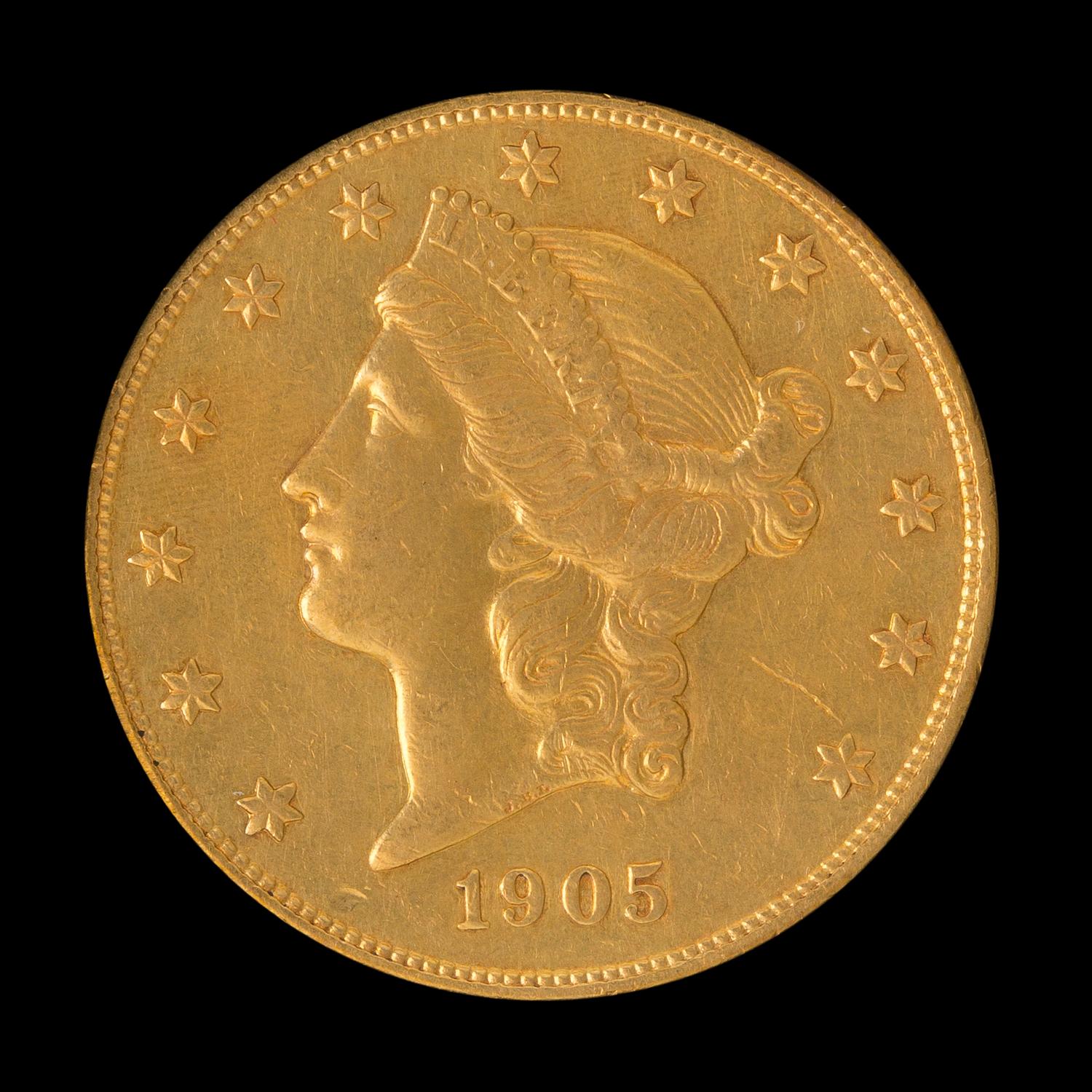 A United States 1905-S Liberty Head $20 Gold Coin
