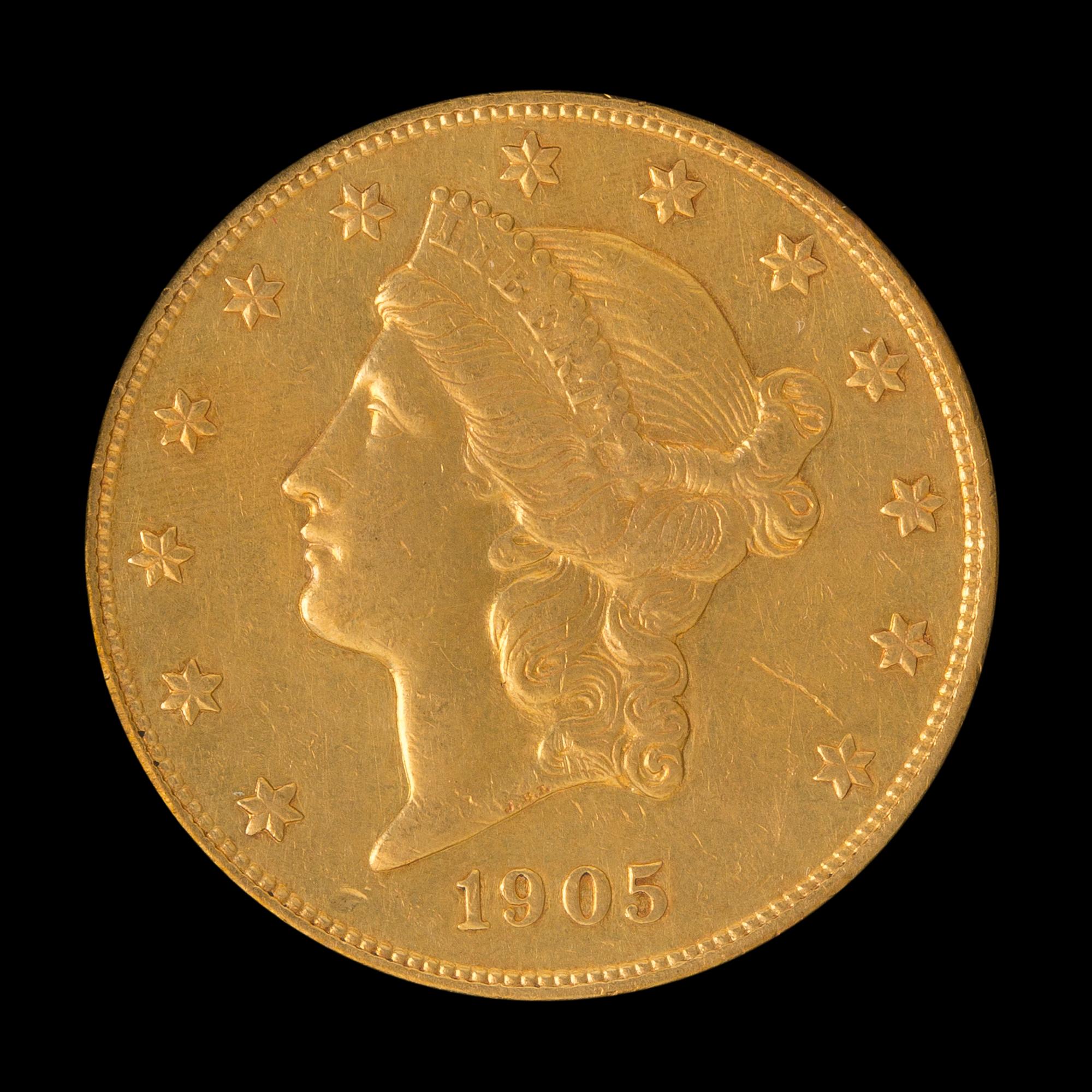 A United States 1905-S Liberty Head $20 Gold Coin