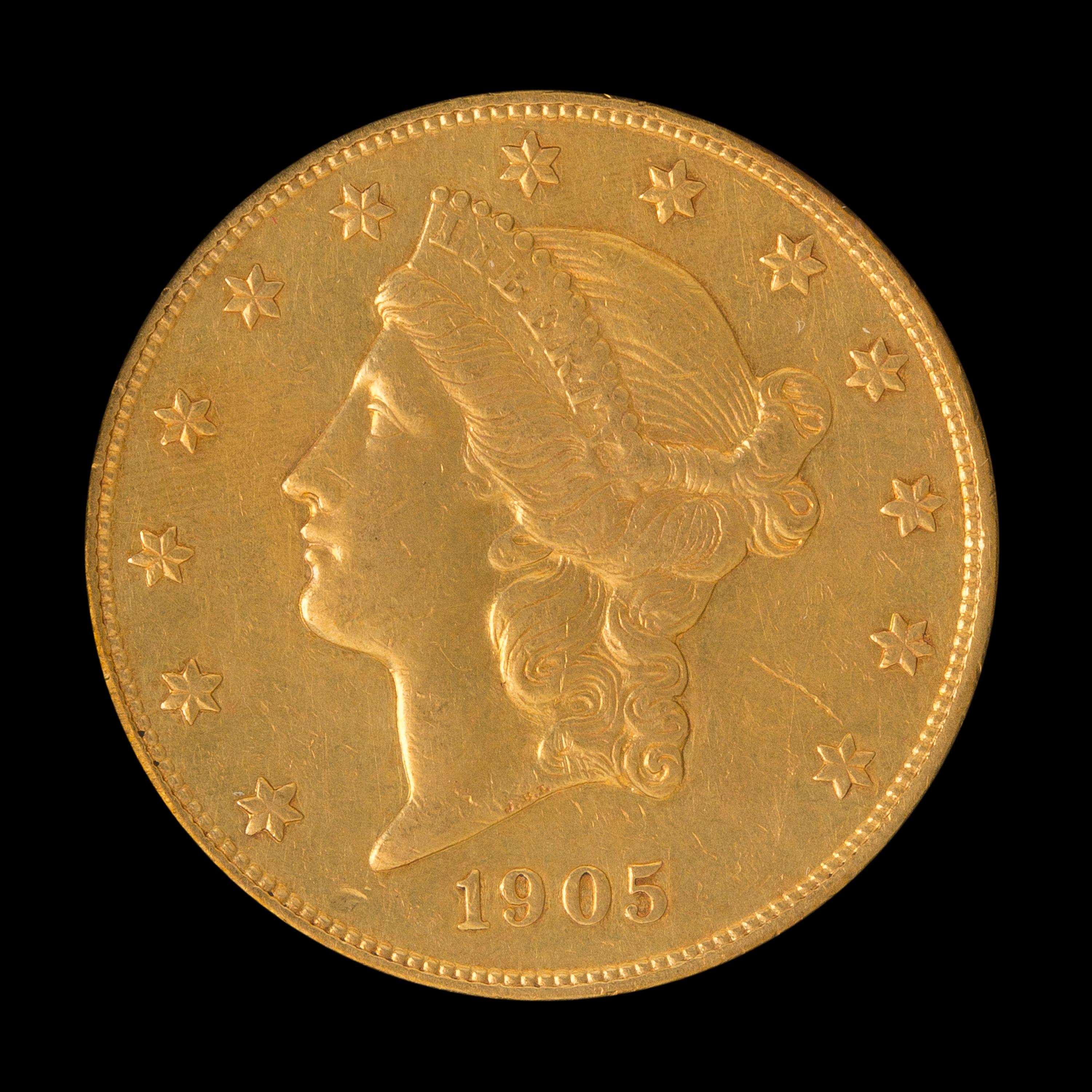 A United States 1905-S Liberty Head $20 Gold Coin