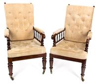 A Pair of Early Victorian Rosewood Library Chairs — 19TH CENTURY