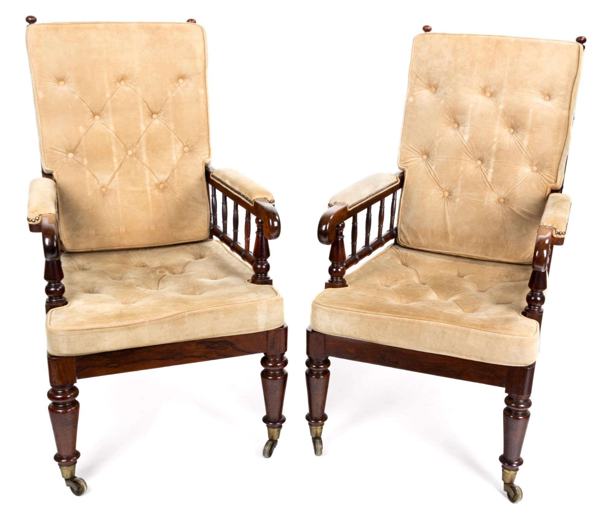 A Pair of Early Victorian Rosewood Library Chairs — 19TH CENTURY