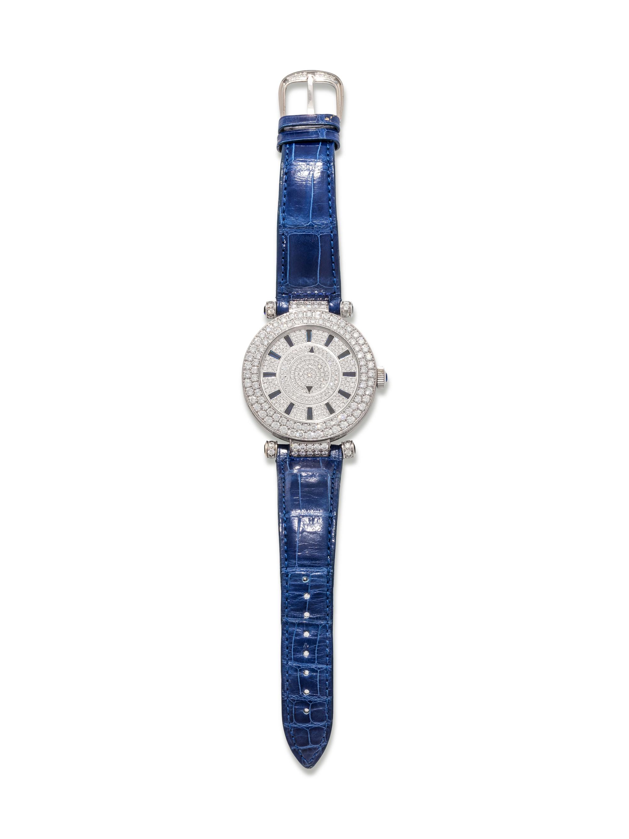 FRANCK MULLER, 18K WHITE GOLD AND DIAMOND REF. DM 42D2RCD 'DOUBLE MYSTERY' WRISTWATCH