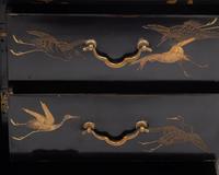 Three Japanese Gilt Decorated Black Lacquered Wares