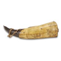 Incised powder horn, "The Ship Polle" 18th century
