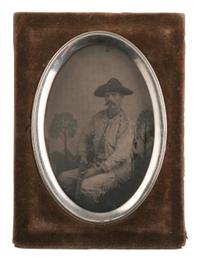 [WESTERN AMERICANA]. 10 tintypes of cowboys and other characters, incl. armed scout.