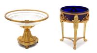 Two French Gilt Bronze and Glass Articles