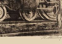 A group of three prints ( Blast Furnace; Enough; Locomotives )