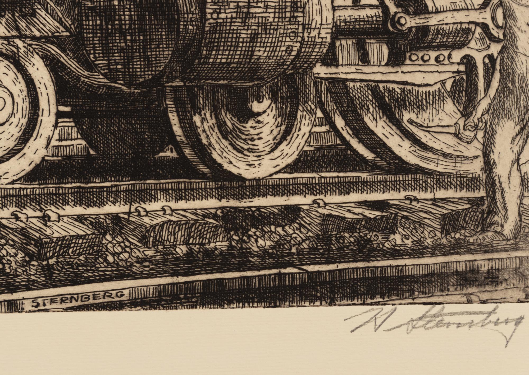 A group of three prints ( Blast Furnace; Enough; Locomotives )