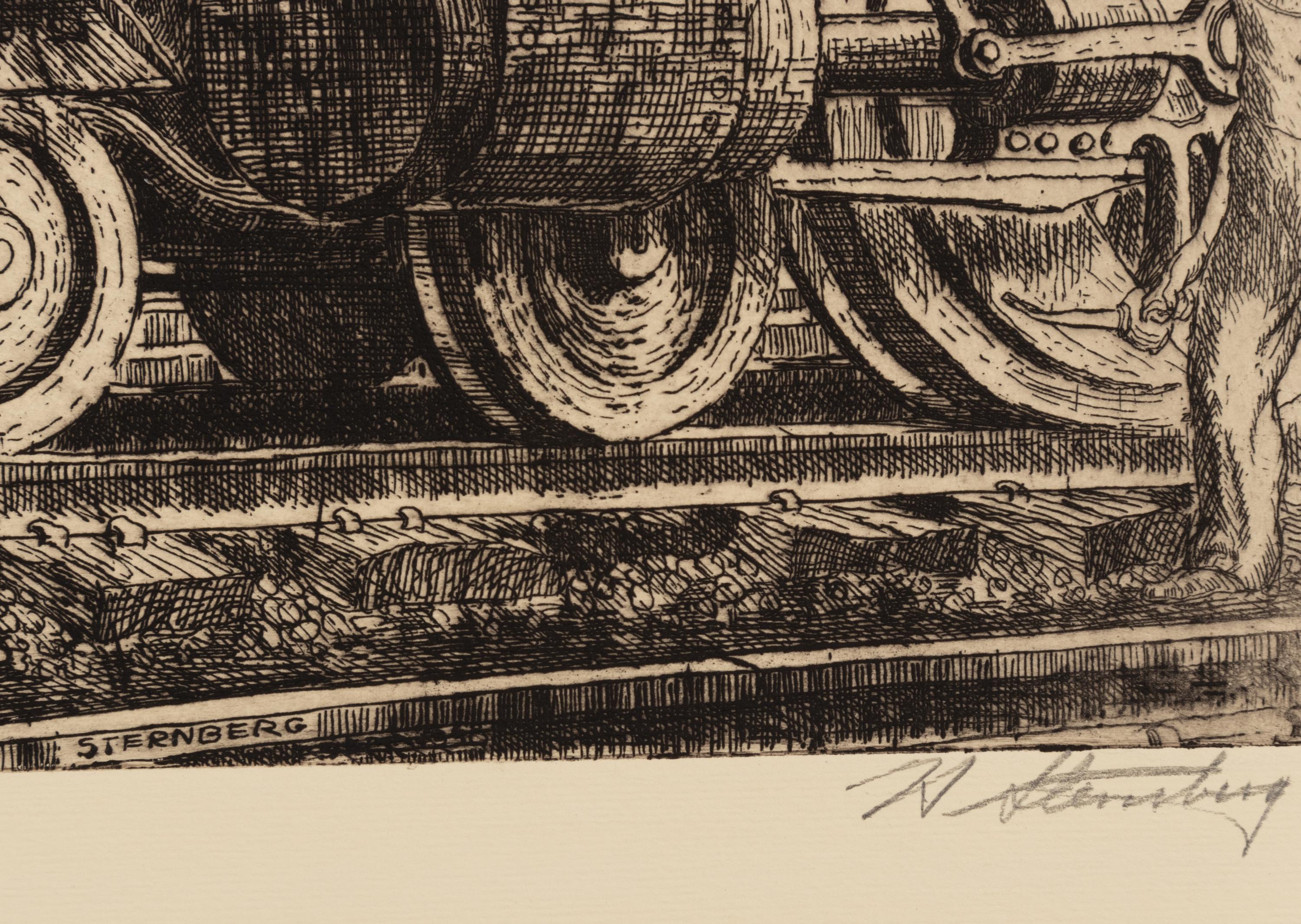 A group of three prints ( Blast Furnace; Enough; Locomotives )