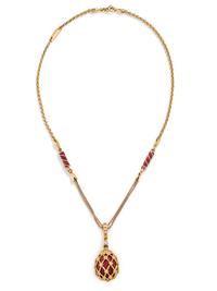 YELLOW GOLD, DIAMOND AND ENAMEL PENDANT/NECKLACE