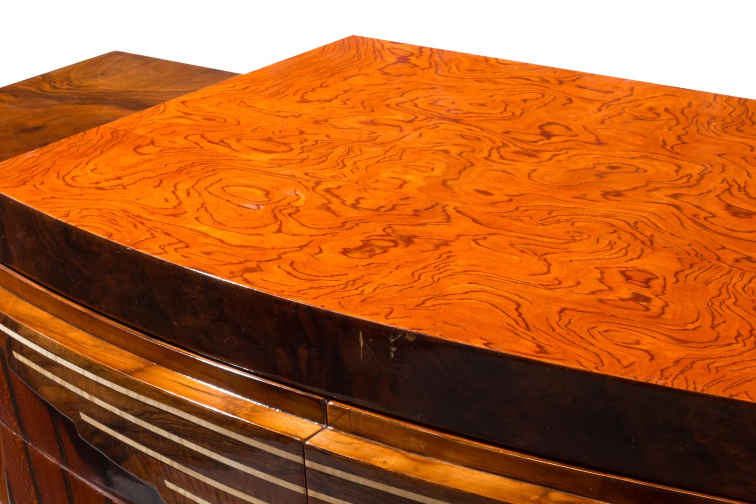 An Art Deco Style Various Woods Inlaid Side Cabinet