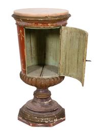 An Italian Pompeiian Red-Paint Decorated and Parcel Gilt Urn-Form Stand