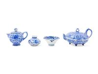Four Japanese Blue and White Porcelain Articles