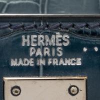 Hermès, Kelly 25 in Bleu Colvert Crocodile with Strap