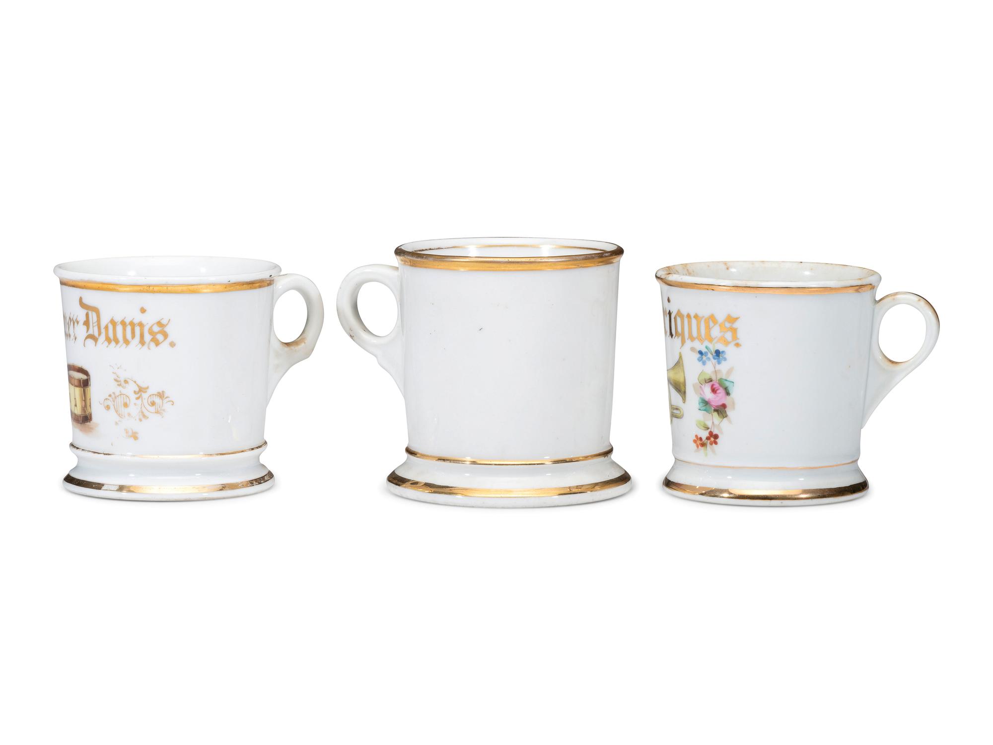 Three Musician's Porcelain Occupational Shaving Mugs