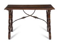 A Spanish Baroque Iron-Mounted Walnut Table