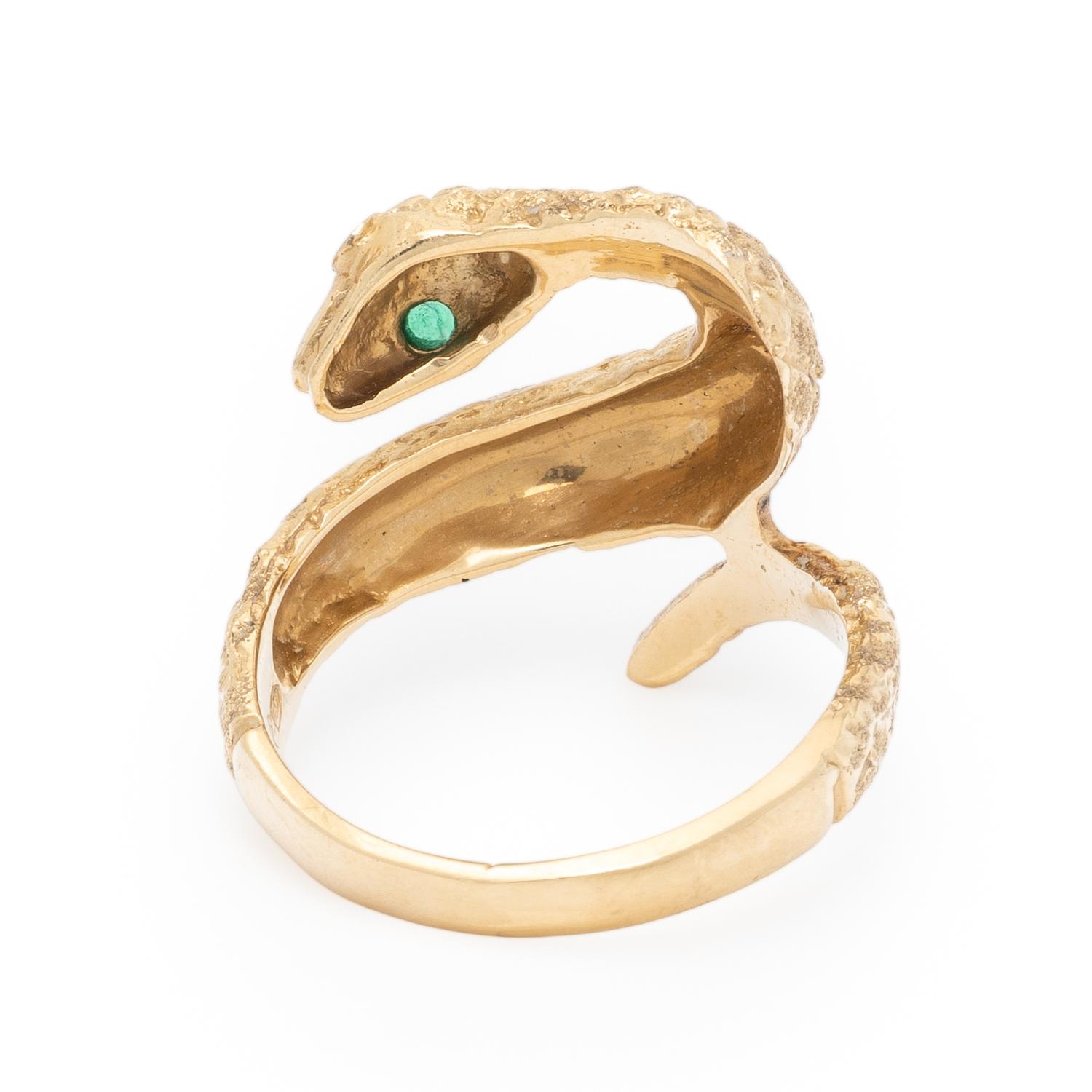 YELLOW GOLD AND EMERALD SNAKE RING