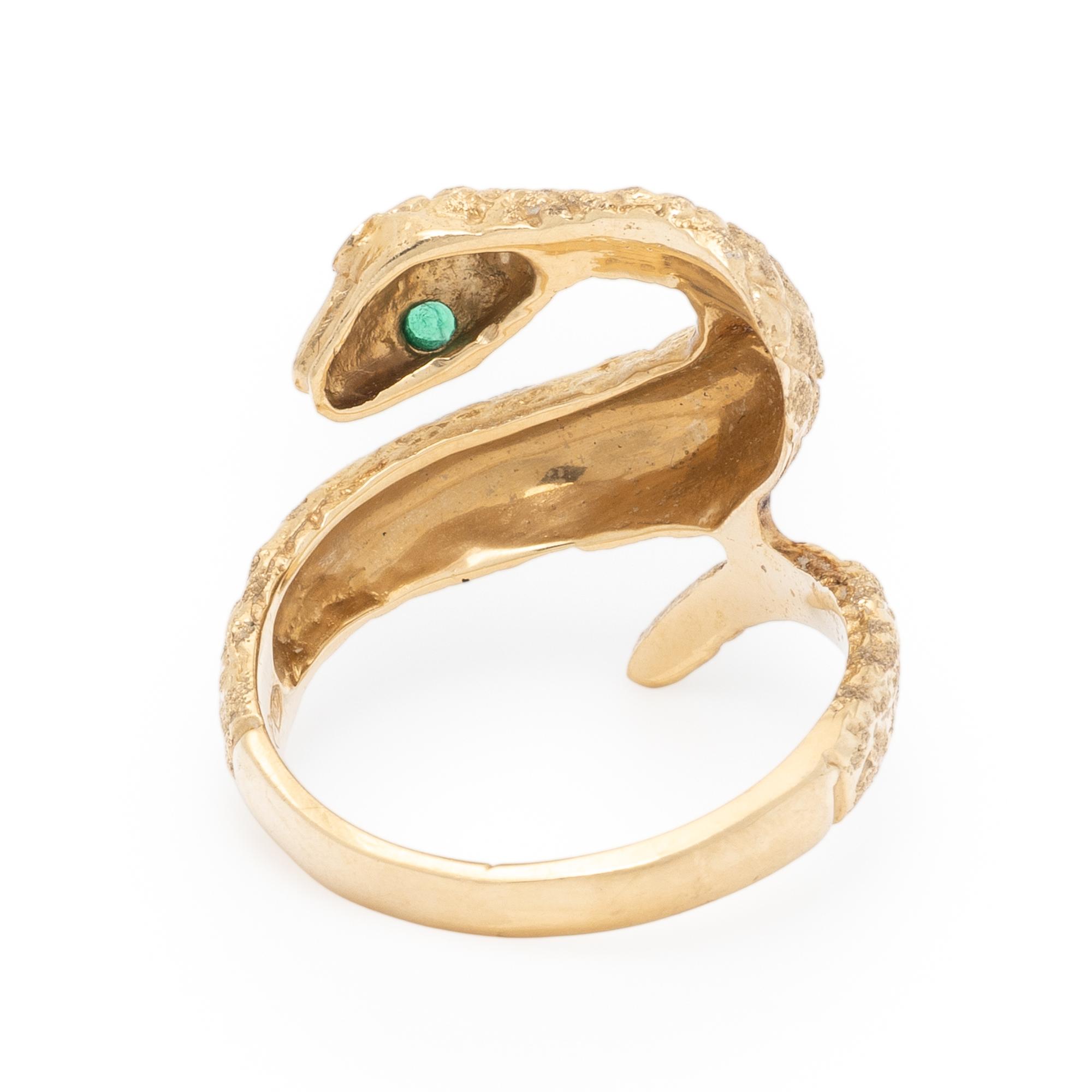 YELLOW GOLD AND EMERALD SNAKE RING