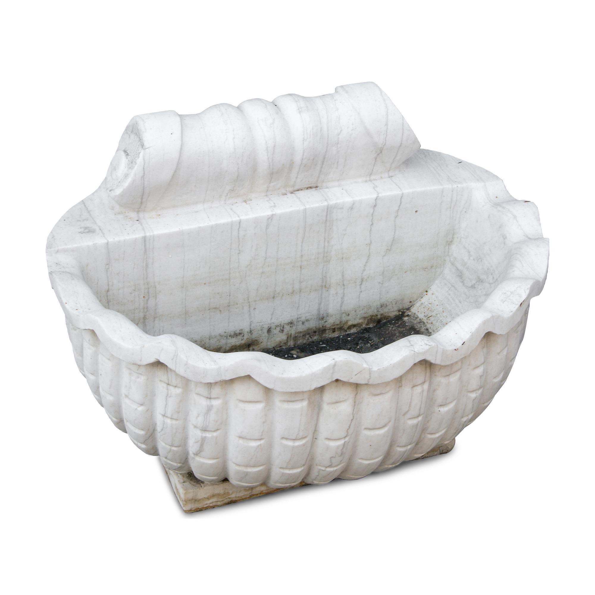 A Pair of Italian Carved White Marble Jardinières