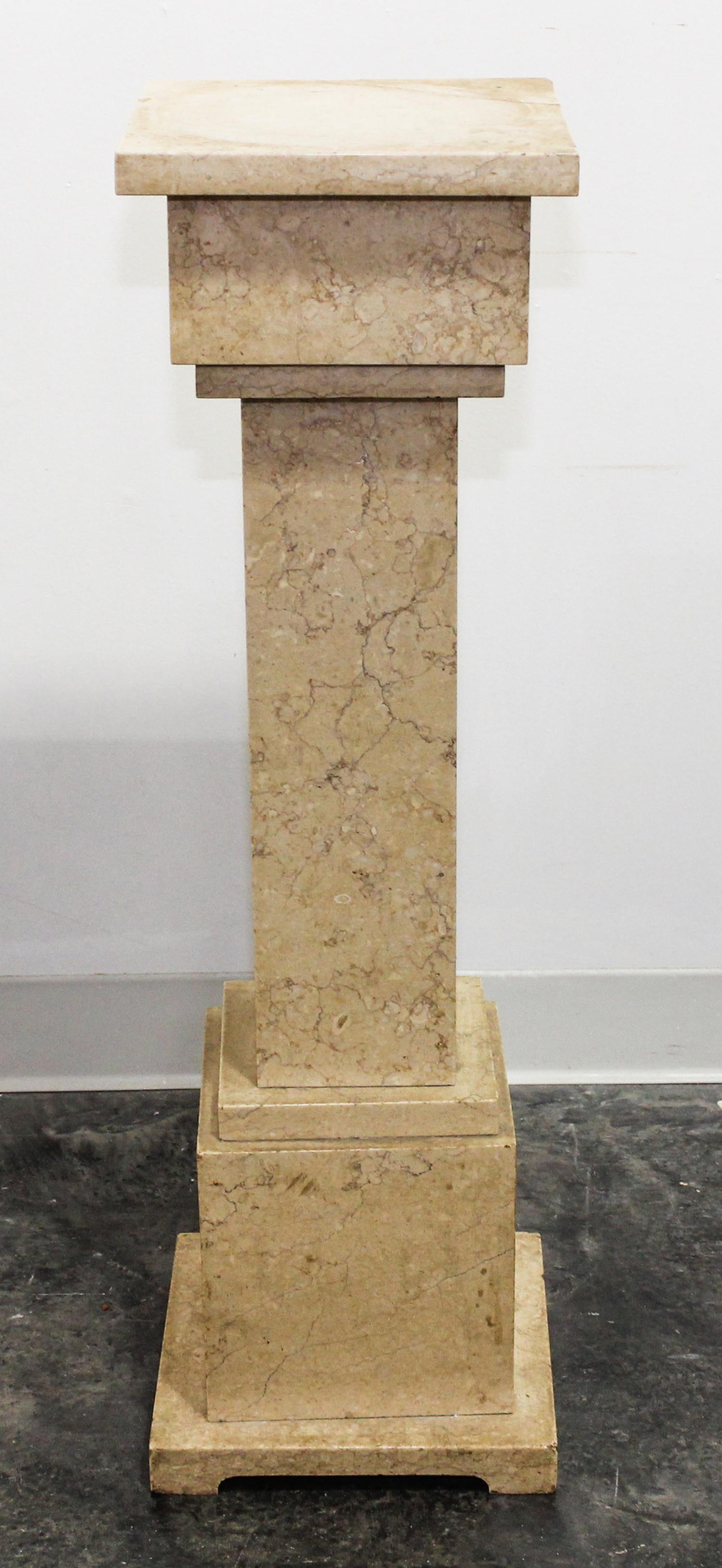 A Marble Veneered Pedestal Height 34 1/2 inches.