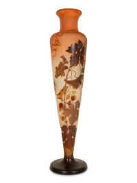 A Cameo Glass Baluster Vase in the Style of Emile Gallé