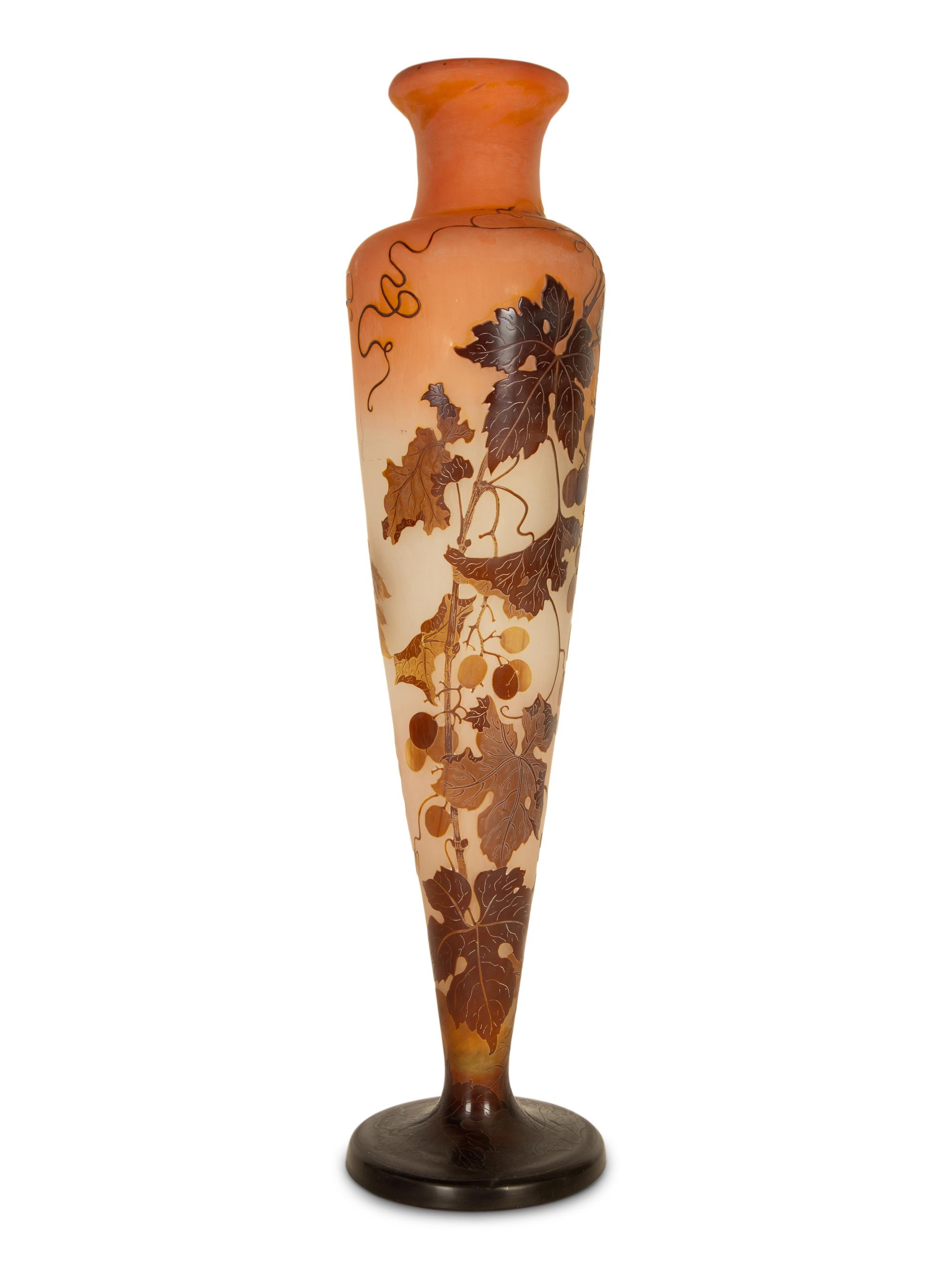 A Cameo Glass Baluster Vase in the Style of Emile Gallé