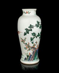 A Chinese Famille Verte Porcelain 'Three Friends' Vase