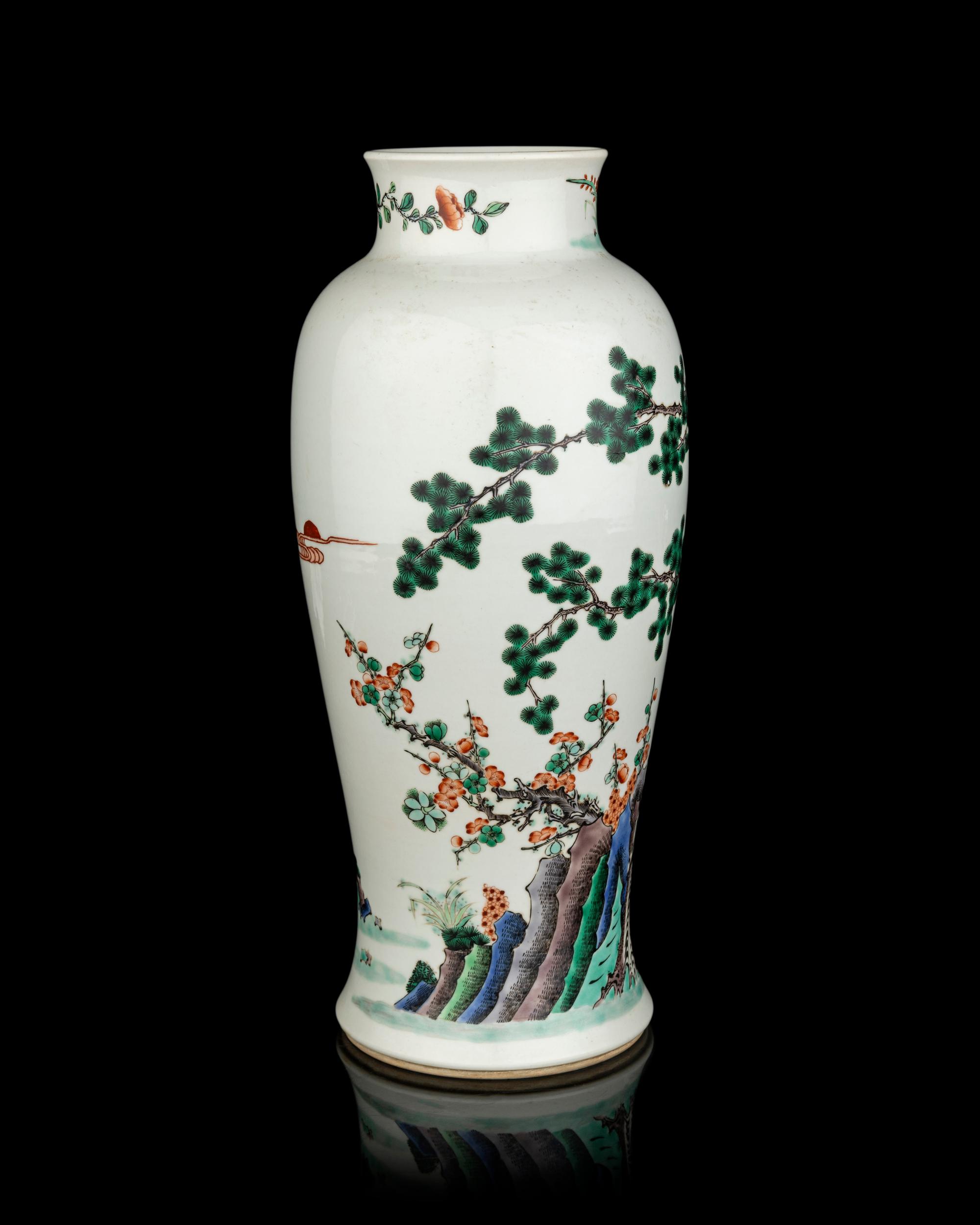 A Chinese Famille Verte Porcelain 'Three Friends' Vase